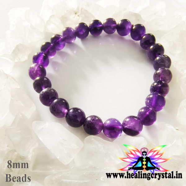 Amethyst Crystal Bracelet 8mm Round Beads www.healingcrystal.in