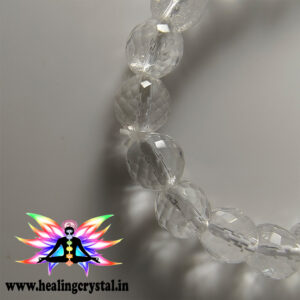 Clear Quartz Crystal Bracelet Faceted Beads  8mm (with certificate)