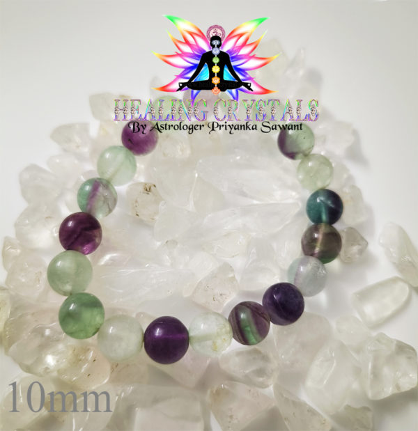 Rainbow Fluorite Crystal Bracelet Round 10mm Beads