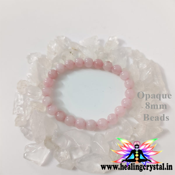 Rose Quartz Crystal Bracelet 8mm Round Opaque Beads (without certificate)