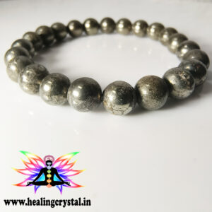 Gold Pyrite Crystal Bracelet 8mm Round Beads (Without Certificate)