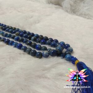 Lapis Lazuli Crystal Mala 8mm Round Beads AAA Quality [This Product Is Real But Its blue Color Dye For Better Appealing] (without certificate)