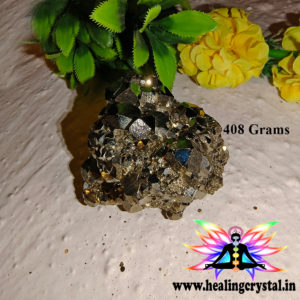 Gold Pyrite Crystal Raw 408 grams AAA+ Quality Peru (Single Piece)