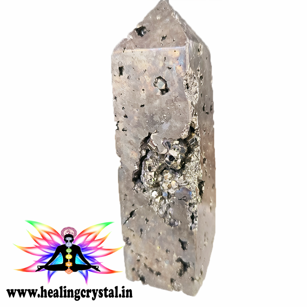 Gold Pyrite Crystal Standing Tower