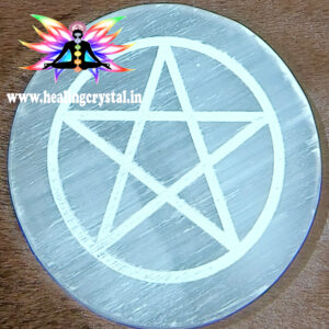 Selenite Crystal Charging Plate Star Pentacle Engrave Design With Free Box
