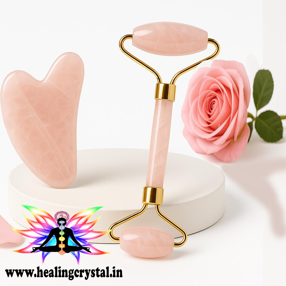 Rose Quartz Roller And Gua Sha Beauty Tool By Healing Crystal Shop India