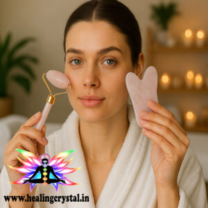 Rose Quartz Roller And Gua Sha Beauty Tool By Healing Crystal Shop India