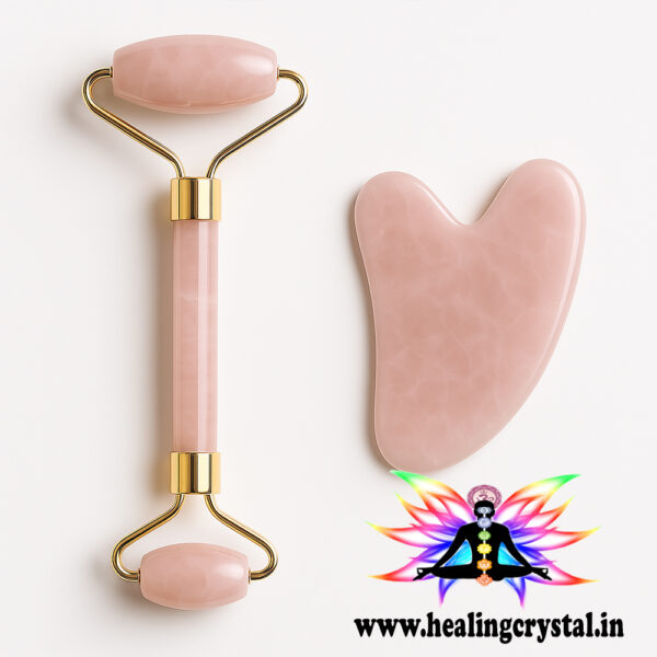 Rose Quartz Roller And Gua Sha Beauty Tool By Healing Crystal Shop India