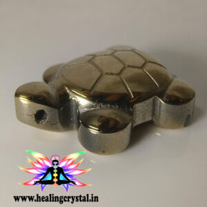 Gold Pyrite Crystal Turtle Kachua Tiny Pocket Size (With Certificate)