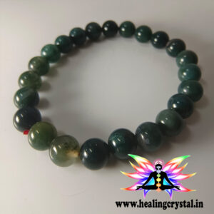 Moss Agate Crystal Bracelet 8mm Round Beads (Without Certificate)