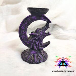 Wolf Moon Crystal Stone Ball Candle Holder Stand Decor