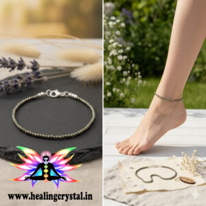 Gold Pyrite Crystal Anklet Faceted Beads (With Certificate)