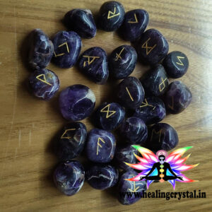 Rune Set Pagan Symbol Amethyst Crystal Stone [Small Tumbled Shape] (With Certificate)