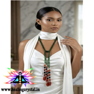 Green Aventurine & Carnelian Crystal Stone Necklace Statement Piece (with certificate) [COMING SOON]