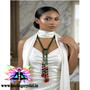 Green Aventurine & Carnelian Crystal Stone Necklace Statement Piece (with certificate) [COMING SOON]